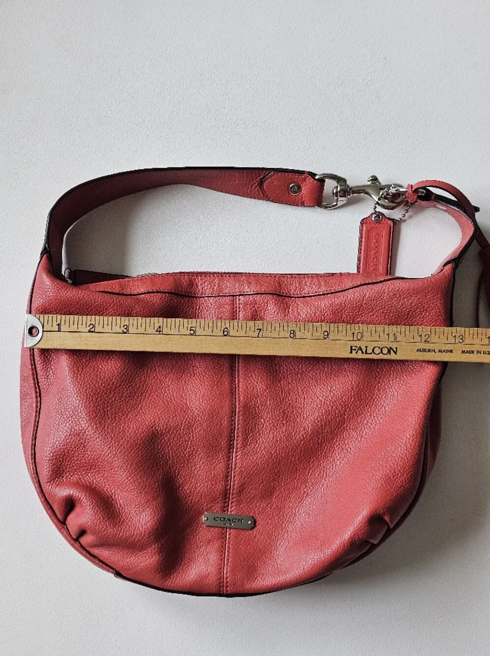 Coach Avery F23960 Coral Pebbled Leather Medium Hobo Shoulder Bag Tassel Hangtag